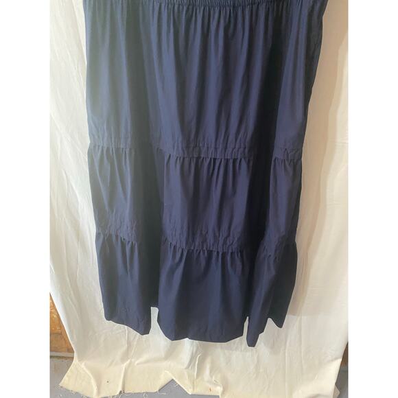 Quince 100% Organic Cotton Poplin Tiered Maxi Dress Navy Blue 3X - Picture 7 of 9